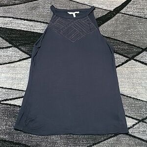 BKE BLACK MESH INSET V-NECK TANK-TOP
